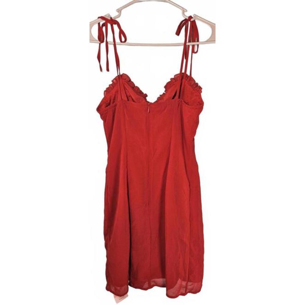 SHEIN MOD Women's Lined Red Mini Dress w/ Ruffled Details & Spaghetti Straps XS - Picture 2 of 10